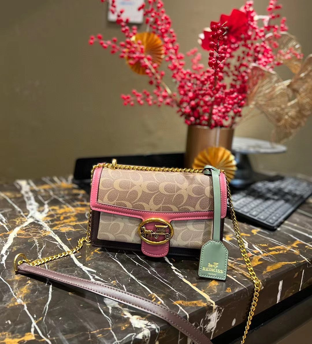 Light luxury women's bag 2025 new high-end color contrast single shoulder underarm bag designer fashionable crossbody small squa