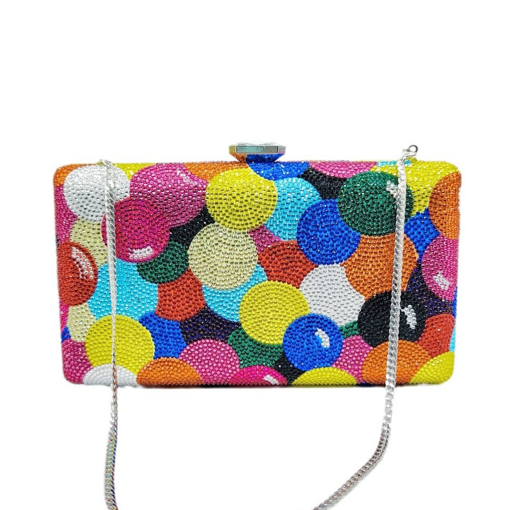 Designer Multicolored Diamond Evening Clutch Bags Women’s Rainbow Crystal Rhinestone Wedding Banquet Handbag Femal Party Purse