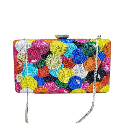 Designer Multicolored Diamond Evening Clutch Bags Women’s Rainbow Crystal Rhinestone Wedding Banquet Handbag Femal Party Purse
