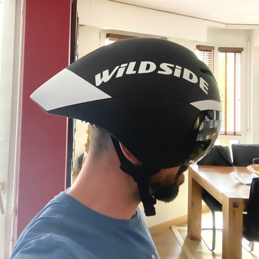 Capacete de Ciclismo de Estrada Wildside Aero TT Capacete de Segurança para Bicicleta de Triathlon Ultraleve com Óculos Acessórios para Bicicleta