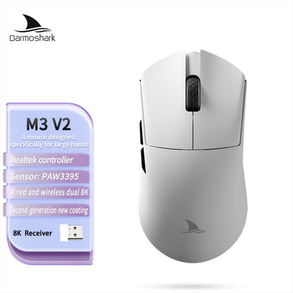 Darmoshark M3 V2 Gaming Mouse Double 8K Wireless Tri Mode 26KDPI PAW3395 Sensor Big Hand Game Macro Mouse For Computer Laptop PC