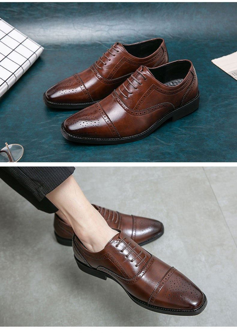 Men Oxfords Brogue Shoes Fashion Breathable Split Leather 38-48 Size Boys Black Soft Outdoor Casual Autumn Mules Dress Flats
