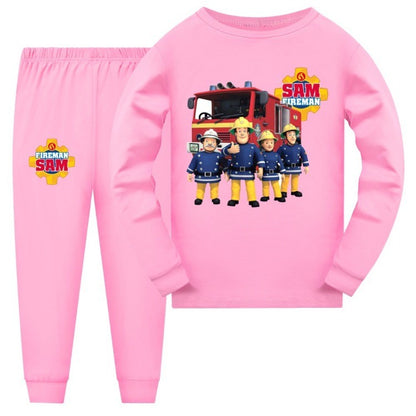 Anime Fireman Sam Clothes Kids Fire Fighting Pajama Sets Baby Girls Homewear Toddler Boys Nightwear Children Long Sleeve Pijamas