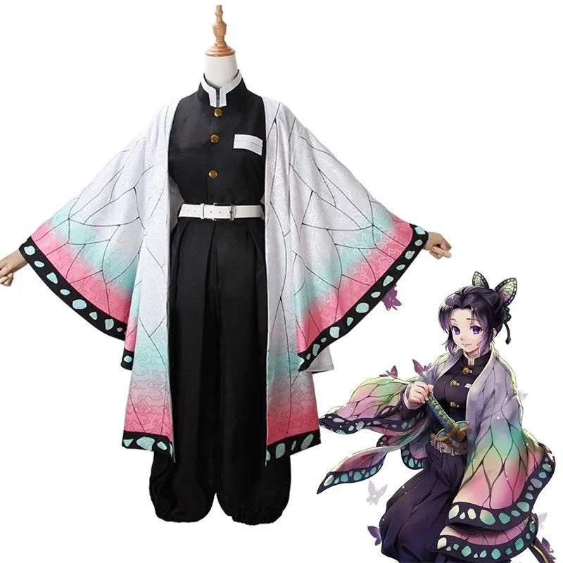 AnimeKochou Shinobu Cosplay Costume  Kochou Uniforms Wigs Hairs Halloween For Kids Adult Cos Party