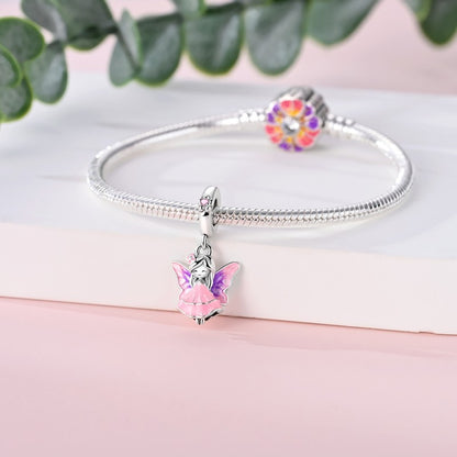 Pingente Charm Libélula Tema Primavera Prata Esterlina 925 Borboleta Flor Pendente Compatível com Bracelete Colar Joias DIY