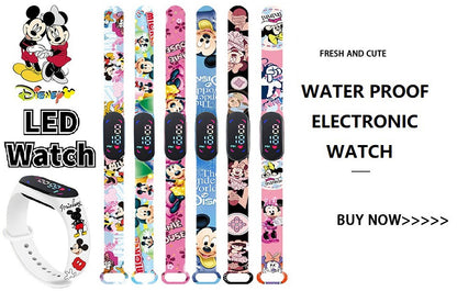 Disney Princess Kids Digital Watch Cartoon Action Figure Snow White LED Touch Waterproof Electronic Watch Toys for Children