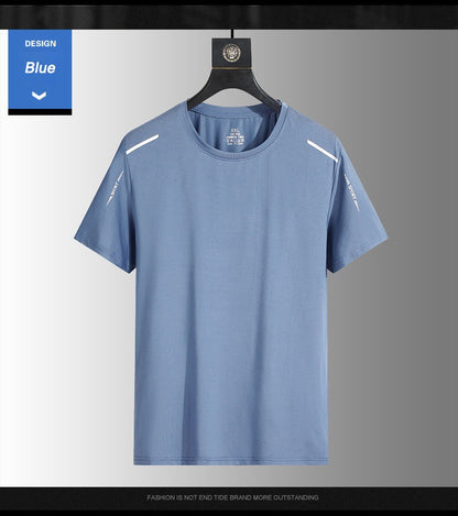 Running T-shirt Reflective Short Sleeve Ice Silk Quick Drying Summer Thin Breathable Fitness Tees Shirt Sportswear Sportsshirt