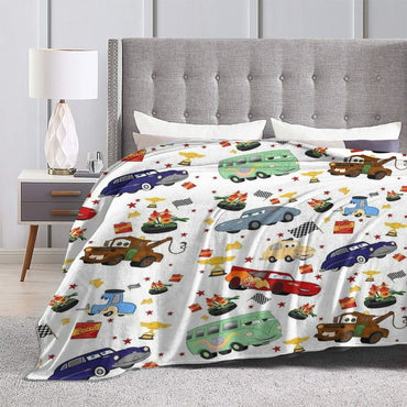 Life Is A Highway Lightning McQueen Blanket Velvet Print Cars Breathable Super Warm Throw Blanket for Bed Couch Plush Thin Quilt