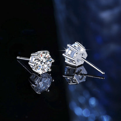 Brincos de tacha de moissanita TEN CARATS 0.3-3CT para mulheres Prata Esterlina 925 Corte Redondo Dazzling Joias Presente
