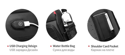 Men's Chest Bag Sling Bags for Men Waterproof Messenger Handbags Crossbody Shoulder Bag with USB Charging Husband Gift Bolsas