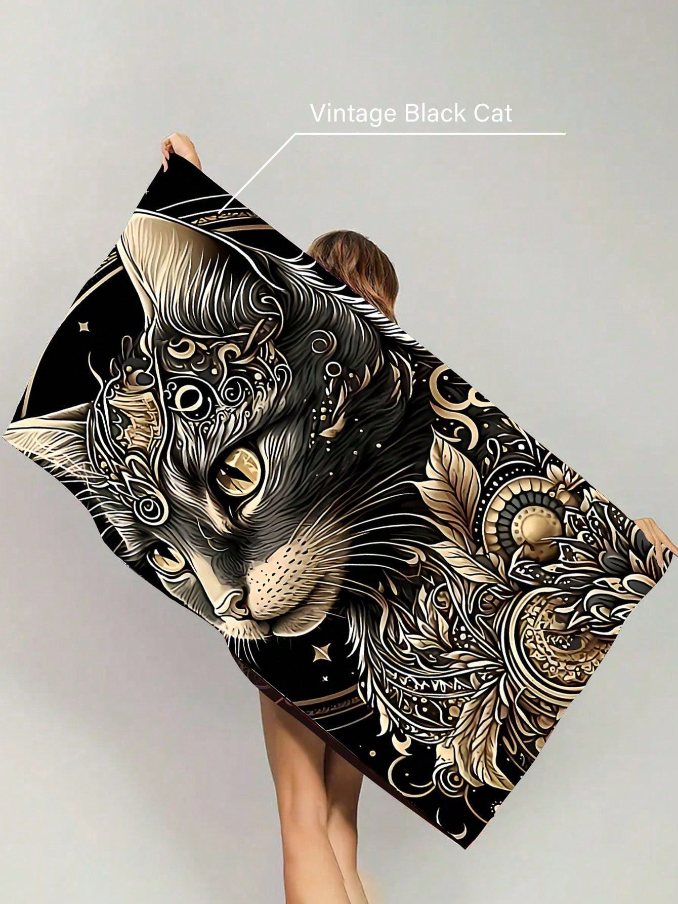 Ultra-Fine Fiber Quick-Drying Nordic Tropical Style Flamingo, Black Cat, Leopard And Tiger Printed Cartoon Beach Towel, Yoga Mat