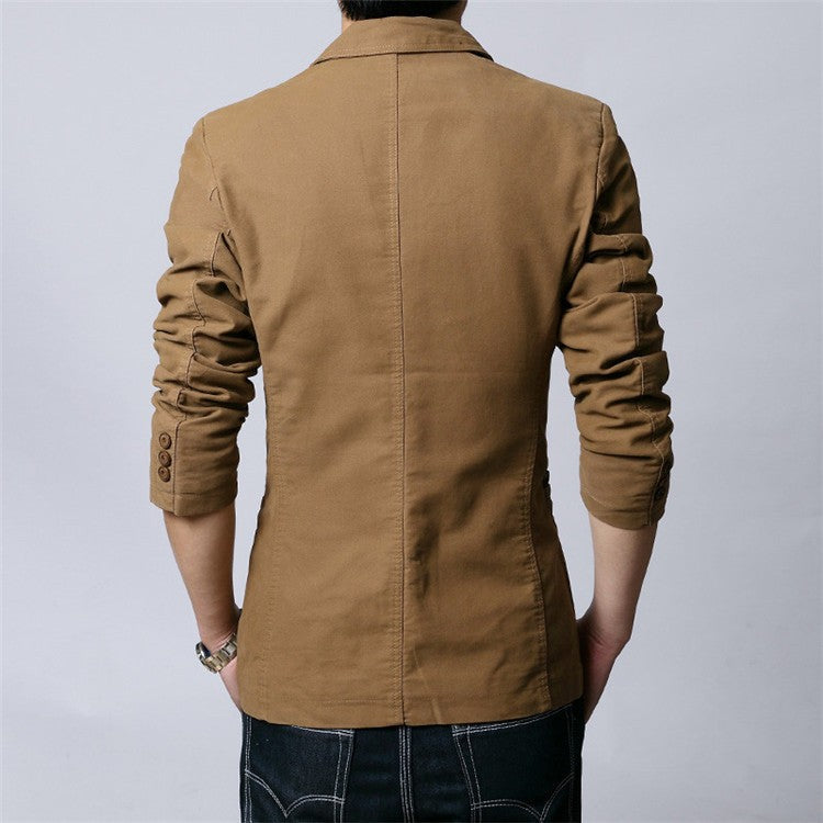 Cotton Business Casual Men Blazer Fashion Trend Slim Fit Solid Color Jacket Large Size M-6XL Khaki Black Brown Suit Coat