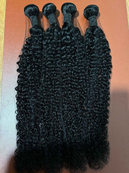 Cabelo Cacheado Tipo Kinky Cacheado 3 Peças 26 Polegadas Completo Cacheado Birmanês 100% Cabelo Humano de Alta Densidade Extensão de Cabelo Jerry Cacheado Bruto
