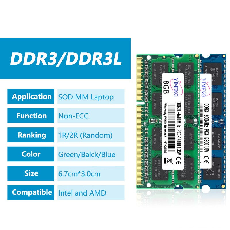 Memórias RAM para Notebook DDR3 DDR3L 4GB 8GB PC3L 1.35V 1066 1333 1600Mhz PC3 1.5V 8500 10600 12800 204 Pinos SODIMM
