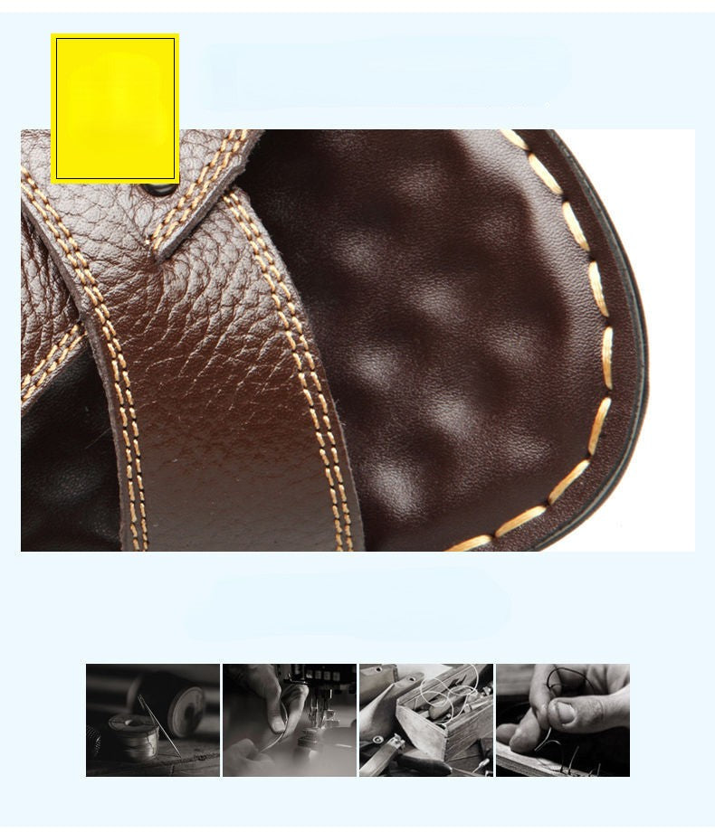 Summer Men Leather Sandals Genuine Leather Non-slip Men Shoes Slippers Outdoor Thick-soled Beach Shoes Comfor Soft Men sandalias