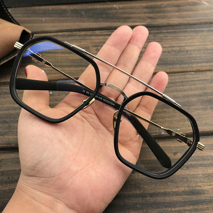 Óculos de Miopia Superdimensionados Armação Fosca Feixe Duplo Quadrado Bloqueador de Luz Azul Masculino Feminino Óculos para Computador Dioptria -0.5 a -6.0
