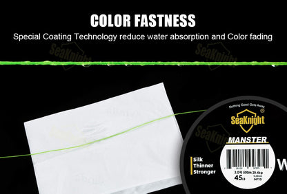 Linha de Pesca SeaKnight W8 II 300M PE, 8 Fios, Multifilamento Trançado, Revestimento Atualizado de Resina de Silicone, Pesca em Água Salgada
