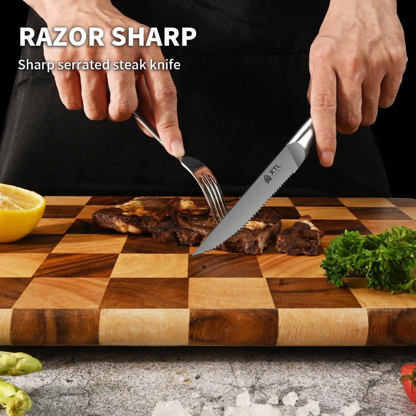 Conjunto de Facas para Carne 4/6/8 Peças Lâmina de Aço Inoxidável seiko Facas de Cozinha Afiadas Faca de Jantar Cortador de Carne Conjunto de Talheres