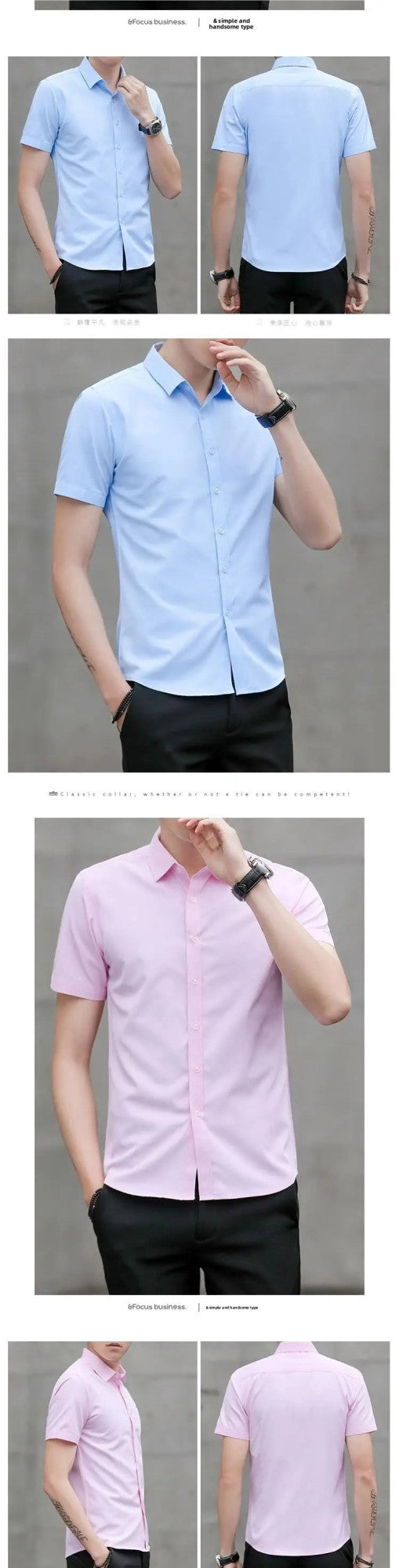 Summer Short Sleeve Men's Dress Shirt Anti-Wrinkle Easy Care Workwear Formal Business Suit Shirt for Sales Professional