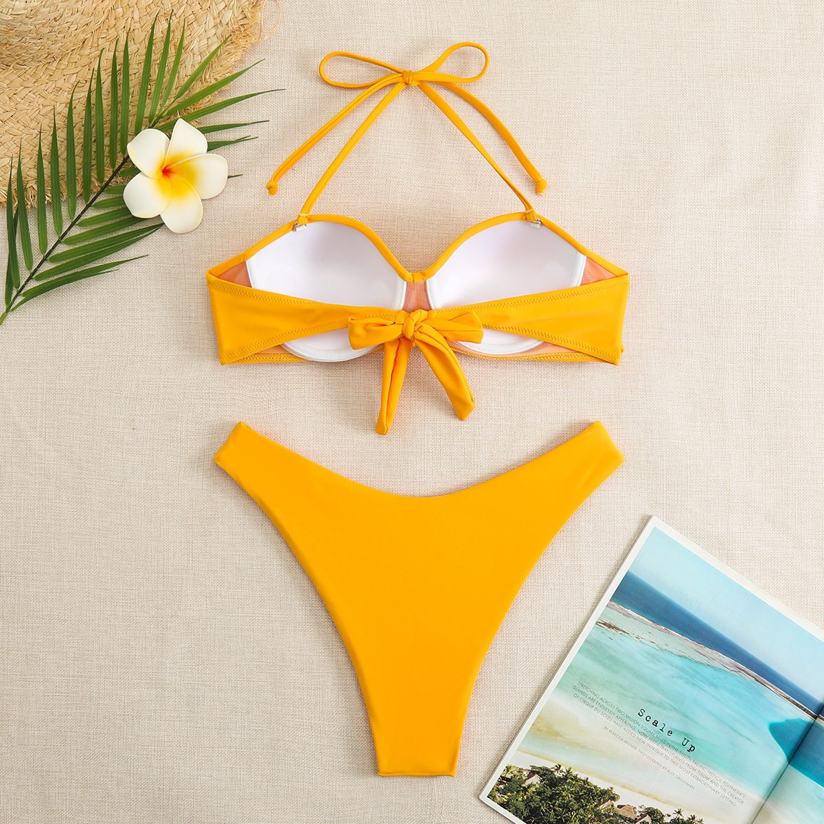 Push Up Bikini Set Women's Swimwear 2024 New Halter Bandeau Underwire Swimsuit Beach Bathing Swimming Suit for Women