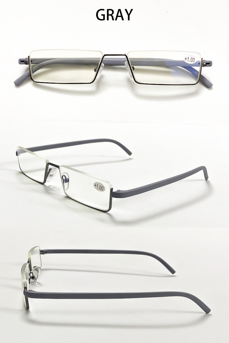 May Flower Metal Anti-Blue Light Reading Glasses Men Half Frame Prescription Eyeglasses Male TR90 Eyewear With Case óculos +1.75