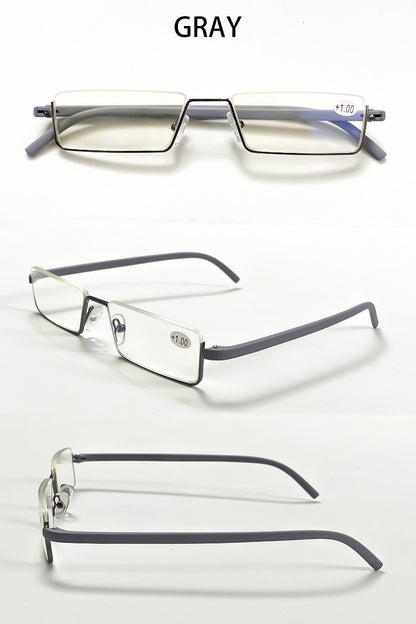 May Flower Metal Anti-Blue Light Reading Glasses Men Half Frame Prescription Eyeglasses Male TR90 Eyewear With Case óculos +1.75