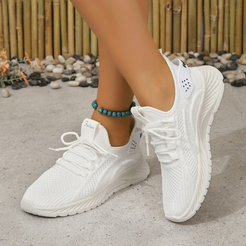 Designer Women Casual Sneakers Sports Shoes Fashion Brand Lace Up Loafers Female Knitted Mesh Breathable Shoes for Women