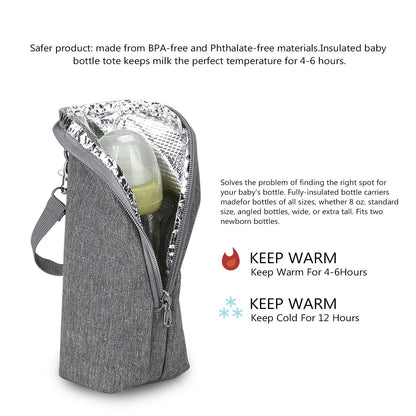 Baby Bottle Warmer Bag Portable Infant Feeding Bottle Aluminum Foil Insulation Outing Stroller Hanging Bag for Storage Cups