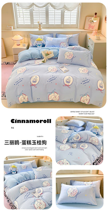 New Sanrio Hello Kitty Bedding Set Cotton Kuromi Melody Bedding Double Pillowcase Bed Linens Girl Dorm Bedclothes Home Textile