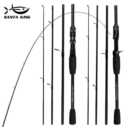 Vara De Pesca De Fibra De Carbono 1.8M/2.1M Vara De Viagem Portátil, Anel Guia De Cerâmica Requintado E Suave, Punho De Eva De Alta Densidade