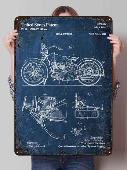 Letreiro de Flandres H-Harley Pôster de Motocicleta Decoração Estética de Quarto Masculino Placas de Metal Personalizadas para Garagem Decoração de Parede Retrô para Casa