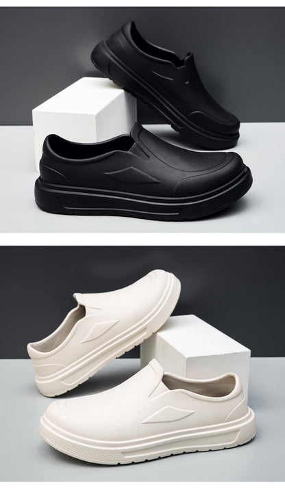 Men's Chef Shoes Anti Slip Oil Resistant Dirt Resistant Work Shoes Quick Drying Thick Soled Rain Shoes Large Size Breath Clogs