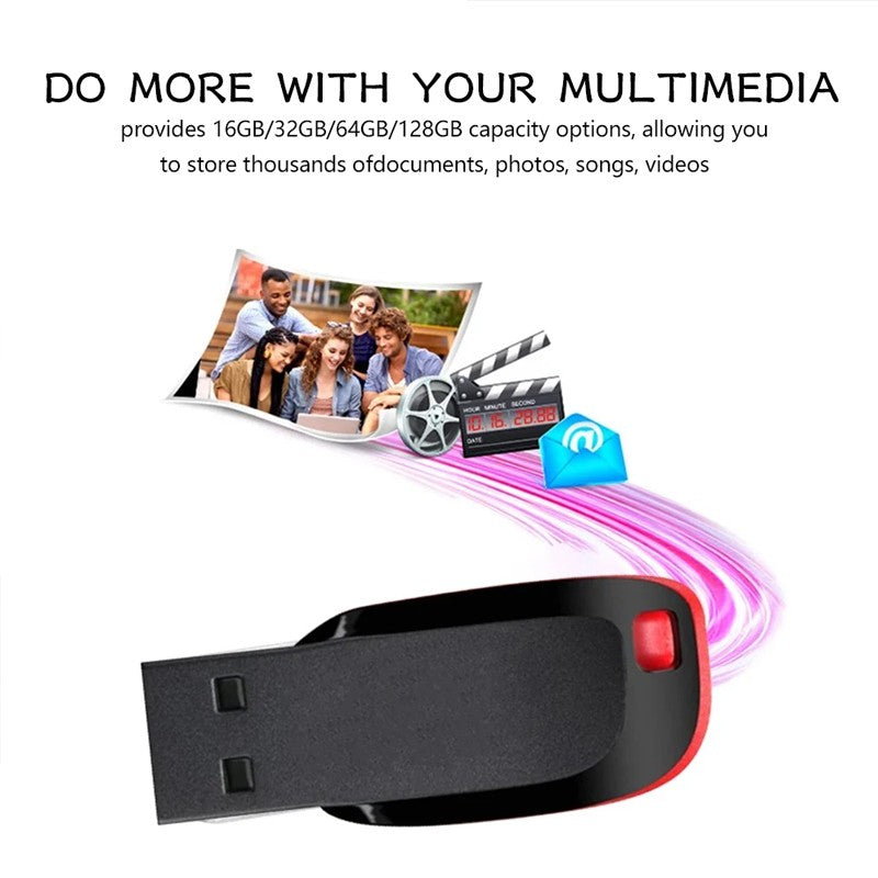 Pendrive USB 2.0 de Alta Velocidade 64GB 32GB 16GB 8GB Memória USB Flash Drives Impermeáveis U Disk 128GB 512GB