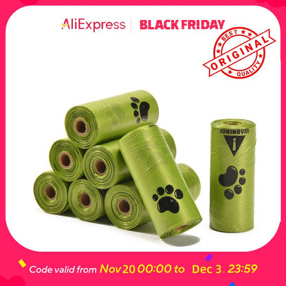 Biodegradable Pet Waste Bags  - Extra Thick Poop Bags for Dogs & Cats, Portable Roll with Dispenser, Eco-Friendly & Lea