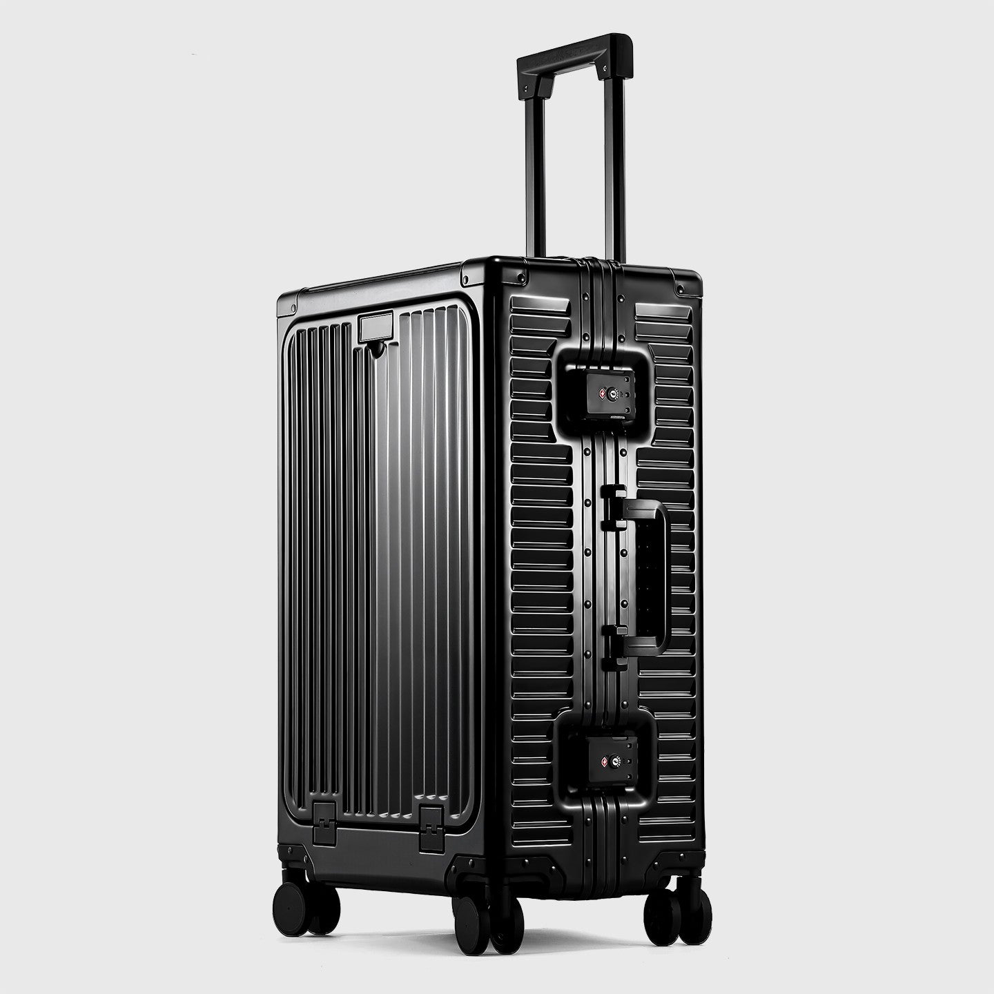 SUSHIMU 20-inch all-aluminum-magnesium alloy luggage with front opening, trolley suitcase, carry-on suitcase, metal travel