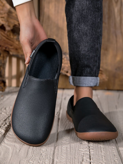 Oiaano  Wide Toe Men Minimalist Shoes  Comfortable Sneakers Leather Casual Shoes Black Slip On Leisure Loafers  Drive  Office