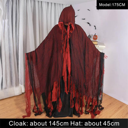 Scary Halloween Hooded Cloak Medieval Renaissance Wizard Cloak Horror Grim Reaper Cosplay Cape Costume for Men Women