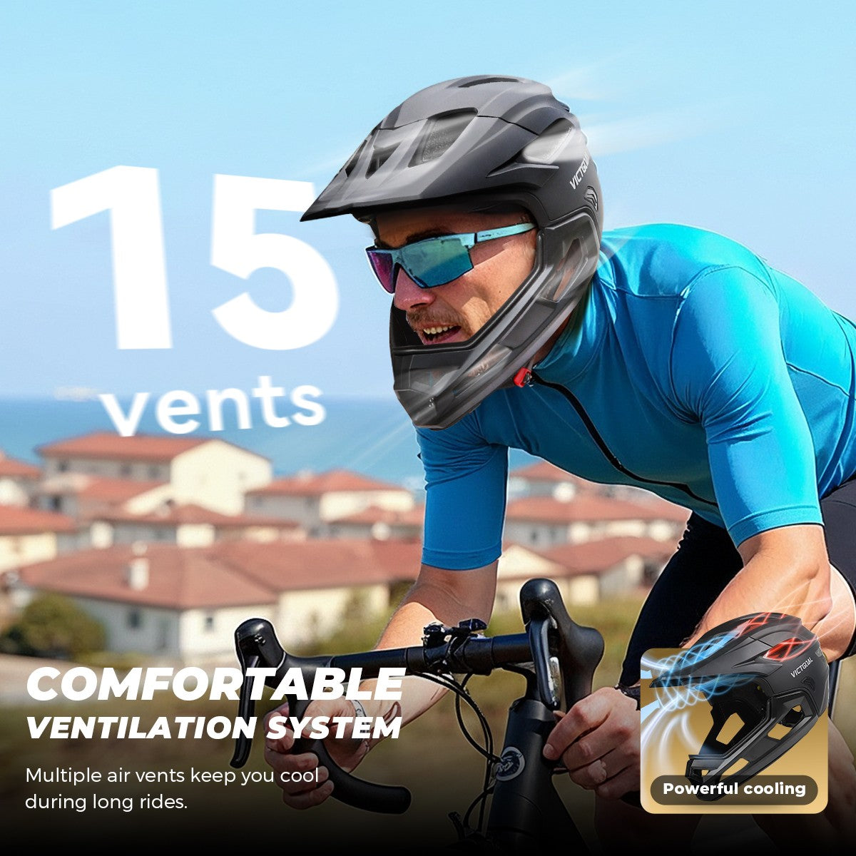Capacete de Ciclismo Adulto Destacável VICTGOAL para Homens Proteção de Cabeça de Motocicleta Bicicleta de Montanha Off-road MBX BMX Segurança