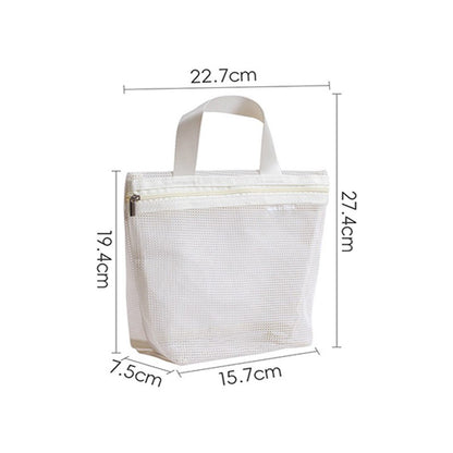 Multi Pocket Mesh Beach Bag Fitness Sports Storage Bag Seaside Swimsuit Bag Large Capacity Tote Bag Portable Toiletry Organizer