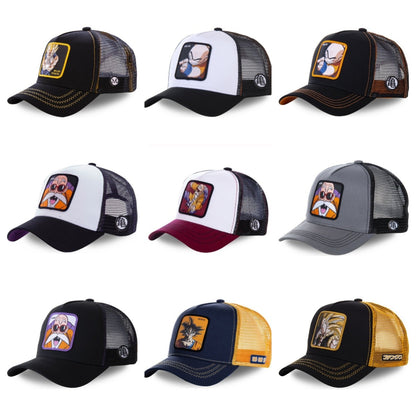 New Dragon Ball Son Goku Cap Summer Travel Peaked Cap Men's Embroidery Hip-Hop Cap Style Sun Visor Adjustable Trucker Mesh Cap