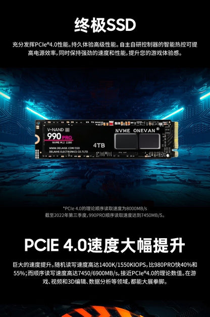 2025 SSD 990 1080 Pro M2 NVME 1T 2T 4T Unidade de Disco Rígido de Alto Desempenho para PC PS5 Portátil e Desktop