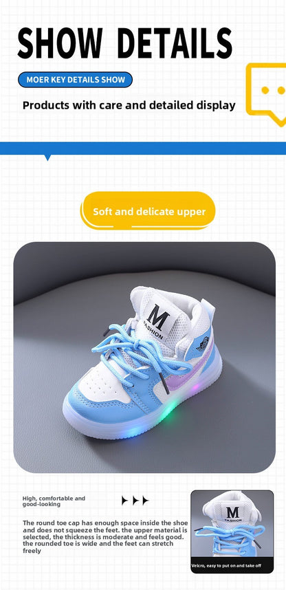 Children Shoe Spring and Autumn Boys Girls Lighted Sneakers Glowing Shoe Soft Soled Breathable Casual Infant Toddler Shoes