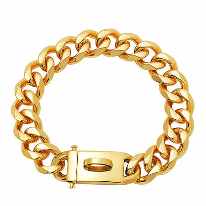 Gold Dog Collar Stainless Steel Metal Pet Choker Silver 19mm Wide Lead for Medium Large Dogs French bulldog Labrador Retriever