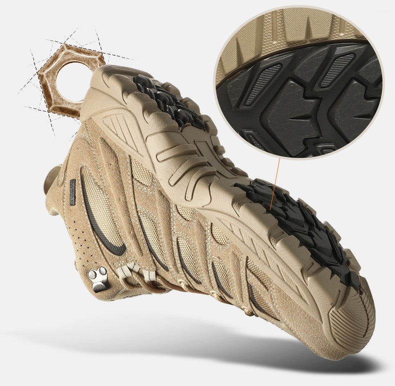 Novas Botas de Couro Masculinas de Alta Qualidade Tênis de Pesca Caça Deserto Combate Botas Masculinas Sapatos de Caminhada ao Ar Livre Botas de Tornozelo Segurança no Trabalho