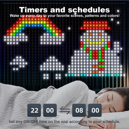 Led Smart Curtain Lights New year's garland App RGB Fairy Lights DIY Music Change Display for Window Christmas Room Decoration