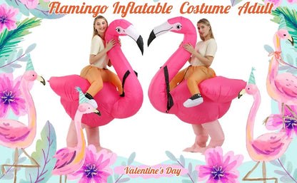 Flamingo Adult Inflatable Suit, Funny Party Costume, Halloween/Christmas/Themed Cosplay, Suitable for Heights of 150-190cm