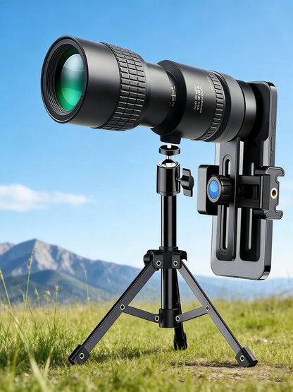 Telescópio Profissional 10-30X30, Lente Telescópica com Zoom para Celular com Tripé, Material em Liga de Alumínio, Base para Tripé, Adequado para Viagens ao Ar Livre, Fotografia de Caminhadas