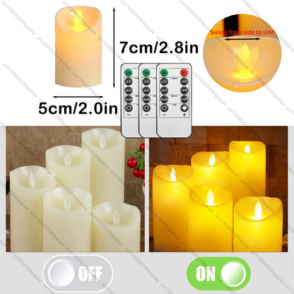 10-240pcs Flameless Fake Candle LED Flickering Candles with Remote Control Battery Operated Pillar Candles for Valentine's Day