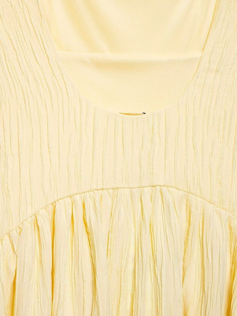 MUJER Pleated Slip Midi Dress Woman Elegant Party Long Dresses for Women Casual