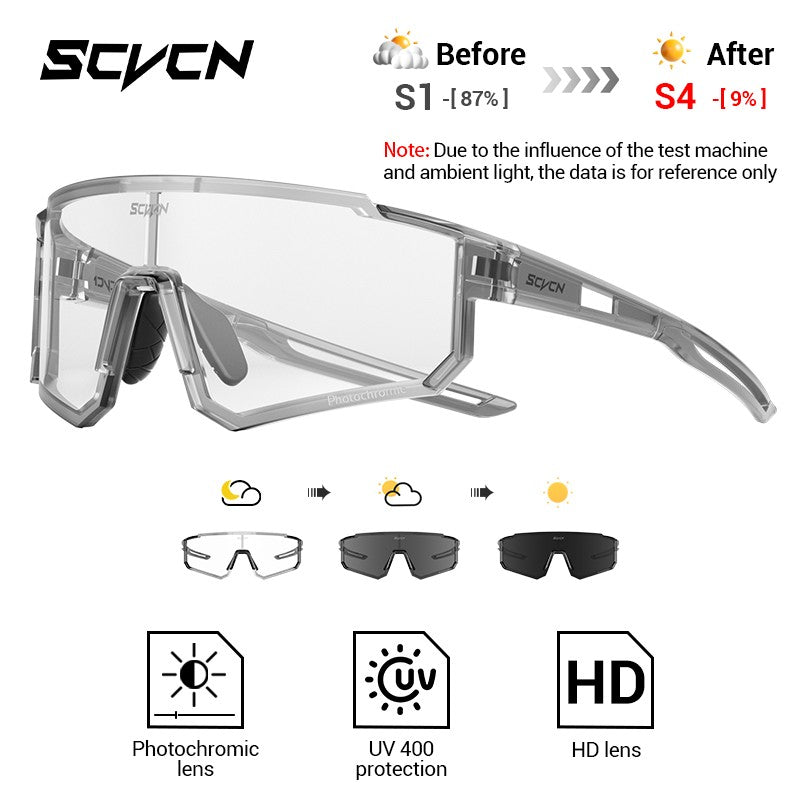 Óculos de Sol Fotocromáticos SCVCN Óculos de Ciclismo para Esportes ao Ar Livre Masculino Feminino MTB Escalada Óculos de Condução para Bicicleta Novo